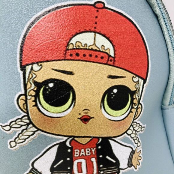 LOL BABY Mini Backpack Light Blue Girl's Bag !Baseball Girl! 7x6x3” - Picture 5 of 10